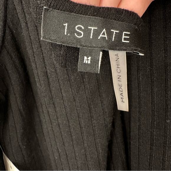 1. State Revolve Ribbed Long Sleeve Midi Dress in Rich Black Size M - Picture 4 of 10